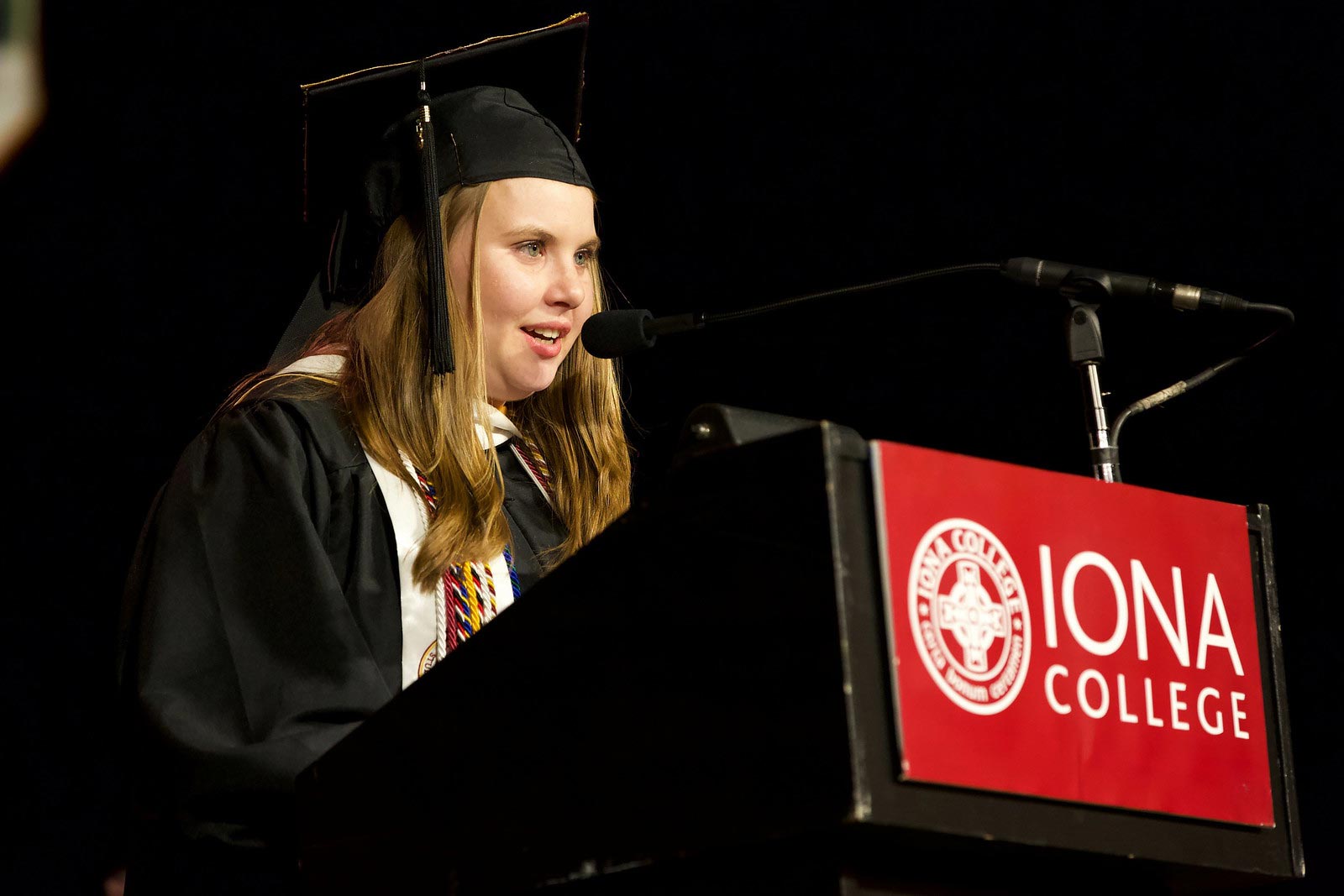 Erin Kutch giving her speech at graduation.