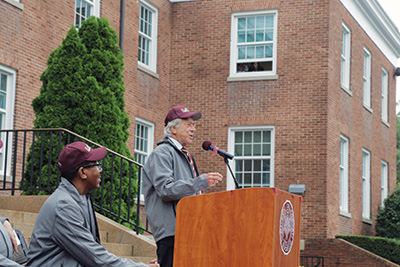 LaPenta giving his speech.