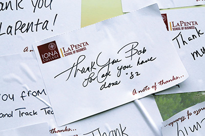 Handwritten thank you notes for Bob LaPenta.