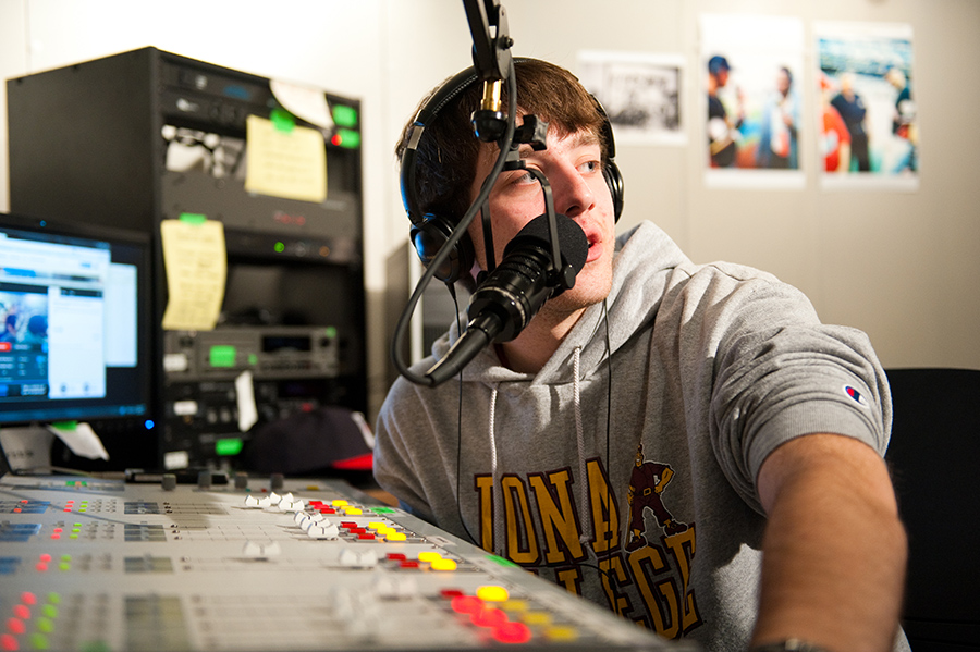 A student in the WICR radio studio.