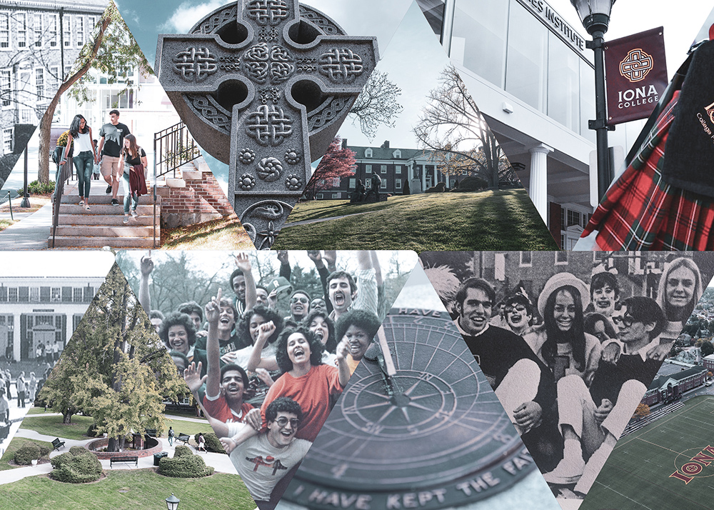 Collage of moments on Iona College's campus.