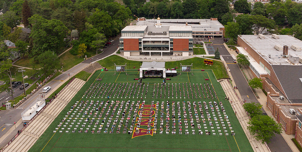 Aerial view of the Iona College in-person recognition ceremony.