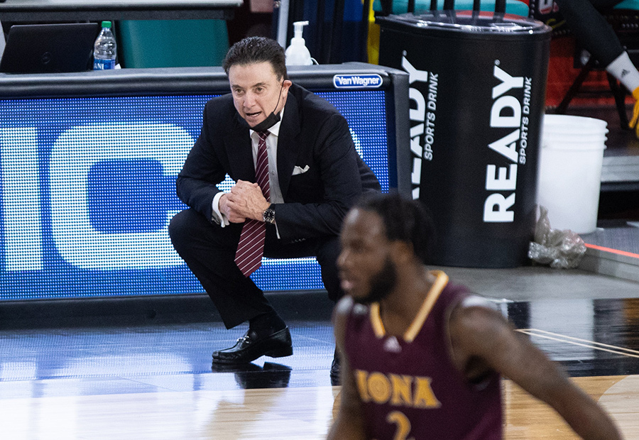 Rick Pitino on court during a game.