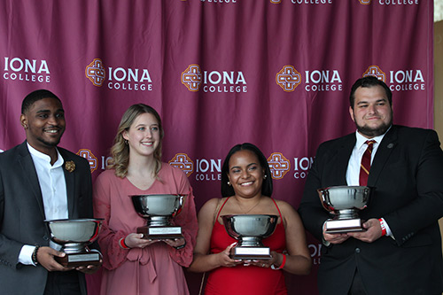 Student leaders accept their awards at the 2021 ceremony.