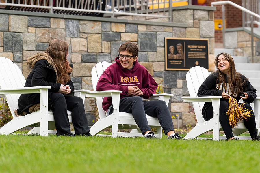 Students enjoying the new Murphy Green in the heart of campus.
