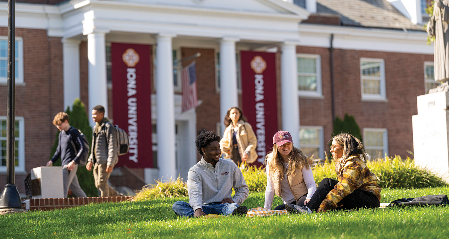 Students relax on the quad outside of McSpedon Hall.