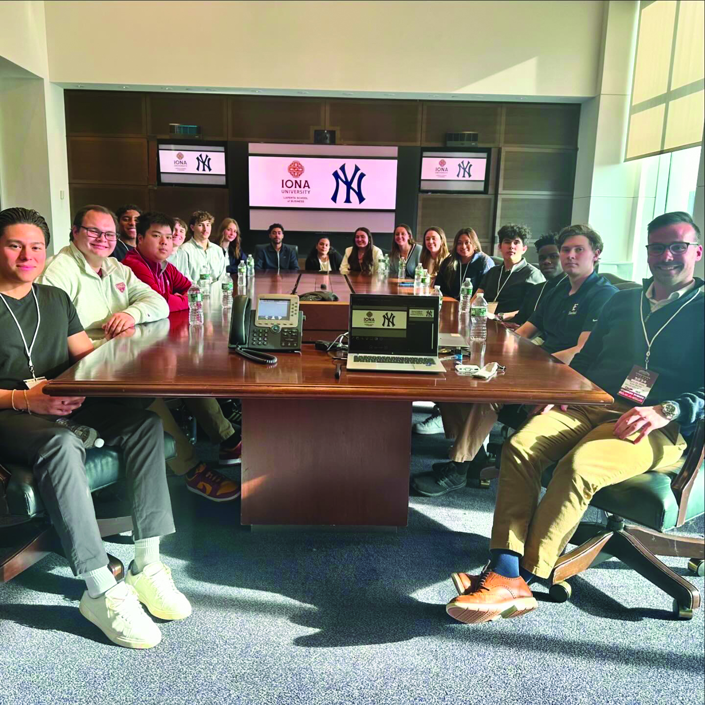 Students at the Yankeers office in the Bronx.